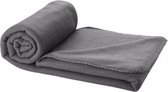 Fleece bank deken/plaid antraciet grijs 150 x 120 cm - warme huis/woon dekens