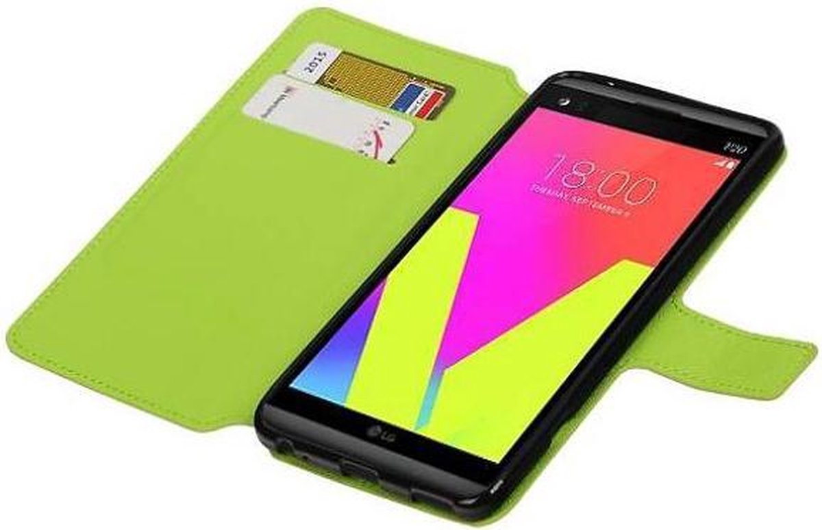 Cross Pattern TPU Bookstyle Wallet Case Hoesjes Geschikt voor LG V20 Groen