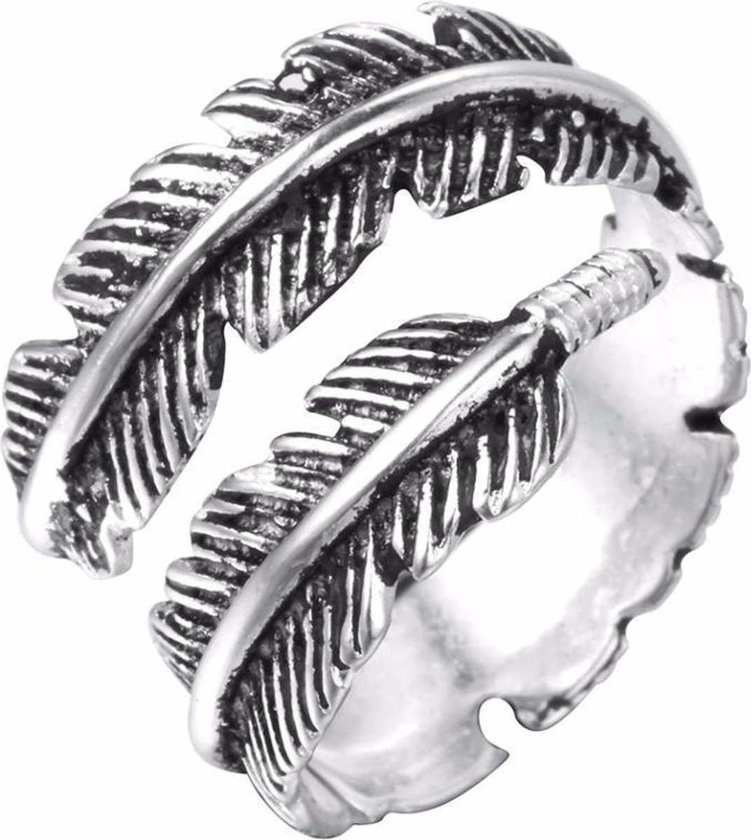 24/7 Jewelry Collection Veer - Blad Ring Verstelbaar - Verstelbare Ring - Zilverkleurig - Amodi