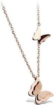 Montebello Ketting Butterfly R - 316L Staal - Vlinder - 11x15mm - 46.5cm