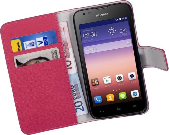 Niet essentieel Soedan Herhaald Roze Huawei Ascend Y550 Bookcase Wallet Cover Hoesje | bol.com