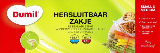 Dumil Hersluitbare Zakjes 50 X 1 Liter 50 X 3 Liter 100 Stuks Bol Com