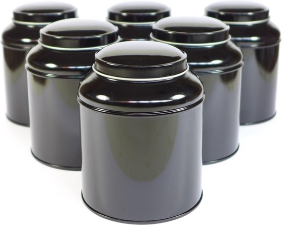 Boîte à thé avec couvercle intérieur noir, 6 pièces