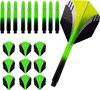Afbeelding van het spelletje ABC Dart Flights en Darts Shafts Short - Tribal groen - 3 sets