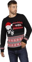 Zwarte kerst trui met doodshoofd voor heren 48 (S)