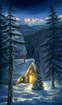 Diamond Painting Crystal Art Kit ® Alpine Cottage 21x25 cm incl. houten ezel, partial painting