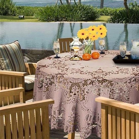 Binnen/buiten tafelkleed/tafellaken oud roze 180 cm rond - Ronde kanten  tafelkleden... | bol.com