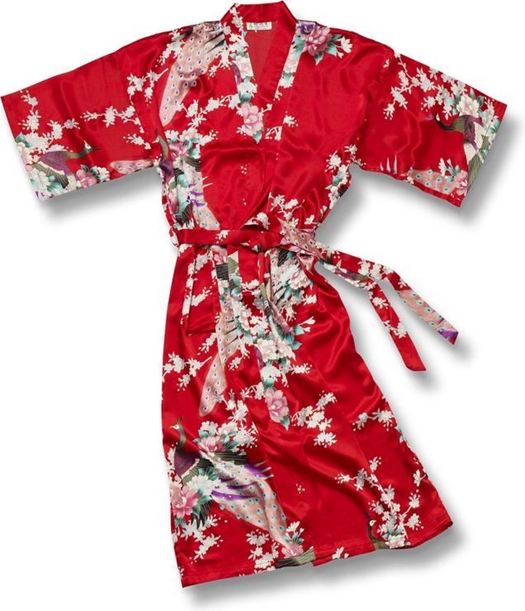 TA-HWA - Dames Kimono - Rood - met Pauwmotief - Maat S | bol.com