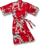 TA-HWA Kimono avec motif paon Kimono rouge pour femme S