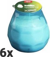 6 stuks Bolsius Twilights turquoise glazen kaarsen 104/99 (70 uur)