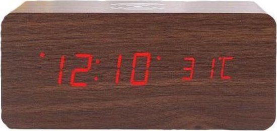 VORRINC Digitale wekker van hout, met 3 alarminstellingen, led, elektronische wekker met tijd en temperatuur, geluidsregeling, snoozefunctie, voor slaapkamerkantoor (bamboe en wit