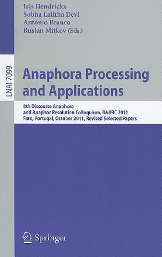 Anaphora Processing and Applications - cover