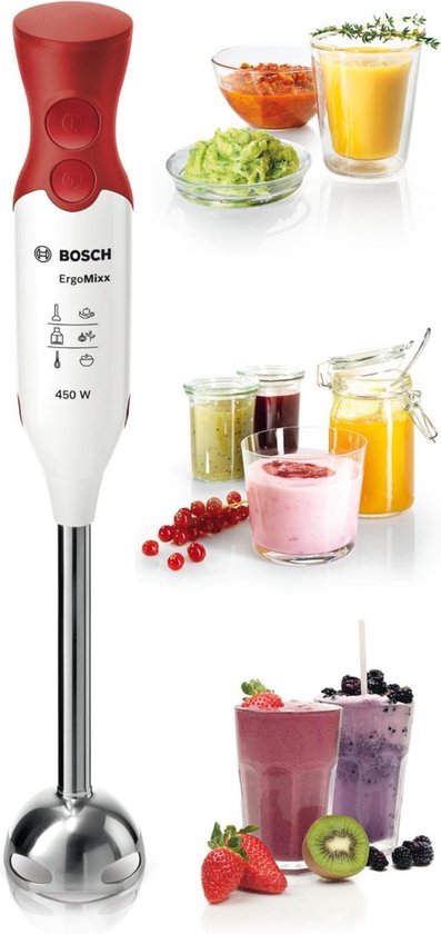 Bosch MSM64110 ErgoMixx - Mélangeur à main avec godet - Rouge Blanc
