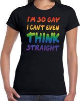 Gay pride So gay i cant even think straight t-shirt zwart dames XL