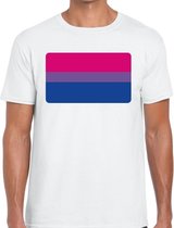 Bi vlag gay pride t-shirt wit voor heren M