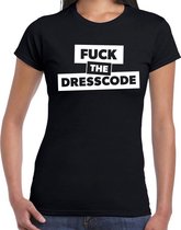 Fuck the dresscode tekst t-shirt zwart dames - dames shirt Fuck the dresscode XL