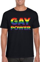 Gay power regenboog gay pride shirt zwart voor heren S