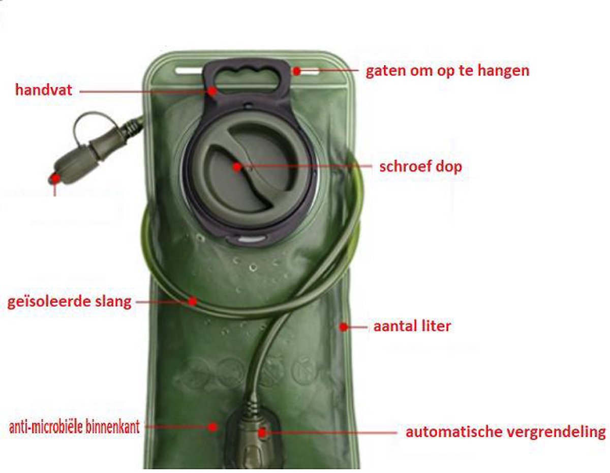 Waterzak 2 liter dubbele wand makkelijk schoon te maken grote opening dikke...