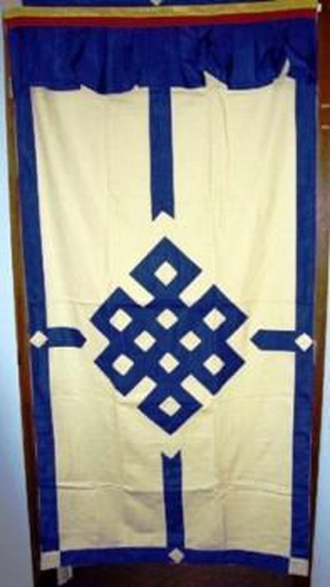 Tibetaans deurkleed blauw/ecru - 178x85 - Katoen