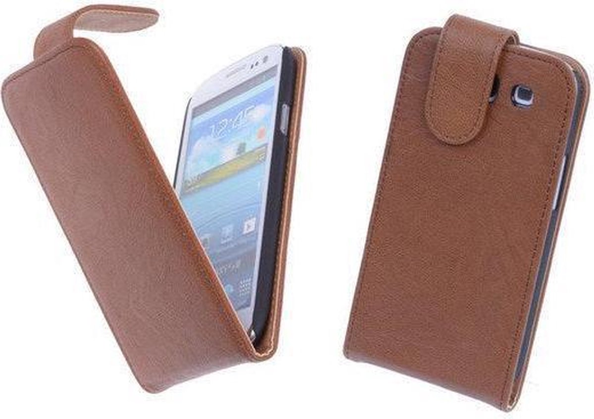 BestCases Nevy Bruin Kreukelleer Flipcase Hoesje Samsung Galaxy S3