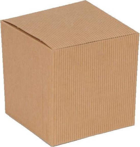 Geschenkdoos vierkant, geribbeld karton 12x12x12cm NATUREL (20 stuks) |  bol.com