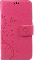 Bloemen Book Case - Huawei P8 Lite (2017) Hoesje - Roze