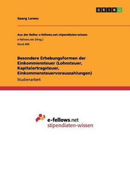 Besondere Erhebungsformen der Einkommensteuer (Lohnsteuer, K ... - cover