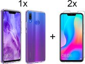 Huawei P Smart Plus 2018 hoesje siliconen case hoes cover transparant - 2x Huawei p smart plus 2018 screenprotector