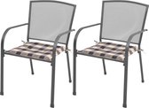 Tuinstoel Grijs Staal 2 STUKS Stapelbaar / Tuin stoelen / Buiten stoelen / Balkon stoelen / Relax stoelen