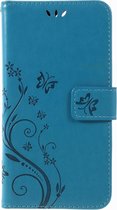 Huawei Y6 (2018) Hoesje - Bloemen Book Case - Blauw