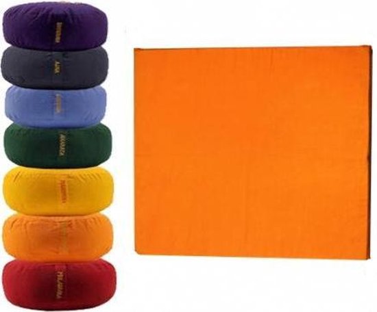 Meditatiemat hoes oranje 2e chakra - 65x65x5 - Katoen - Oranje - Biologisch van Yogi & Yogini — afbeelding 2