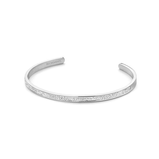 Key Moments 8KM-B00431 - Bracelet ouvert en acier avec cristal - taille unique - couleur argent