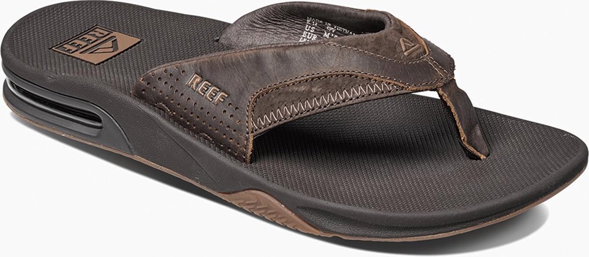 Reef Leather Fanningdark Heren Slippers Donkerbruin