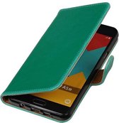 Zakelijke Book Case Telefoonhoesje Geschikt voor de Samsung Galaxy A5 (2016) A510F - Portemonnee Hoesje - Pasjeshouder Wallet Case - Groen