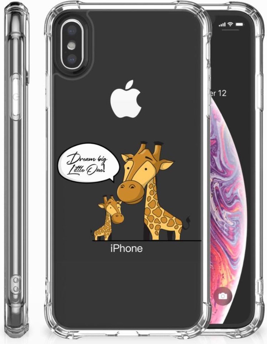 Apple iPhone Xs Max Stevig Bumper Hoesje Giraffe
