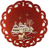 Couverture de Noël - Linenlook - Cerf - Rouge - Rond 20 cm - 8837