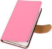 Roze Effen Booktype Samsung Galaxy A3 2016 Wallet Cover Hoesje