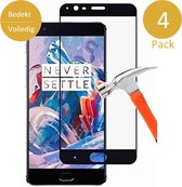 4x OnePlus 5 - Volledig Beeld Screenprotector Tempered Glass Full Screen protector Transparant met Zwart Carbon Bezel 3D 9H (Gehard Glas Screen Protector) - Arch / Arched