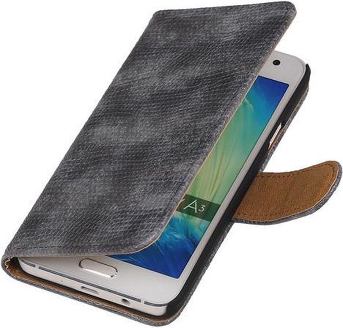 Grijs Mini Slang Booktype Samsung Galaxy A3 2016 Wallet Cover Hoesje