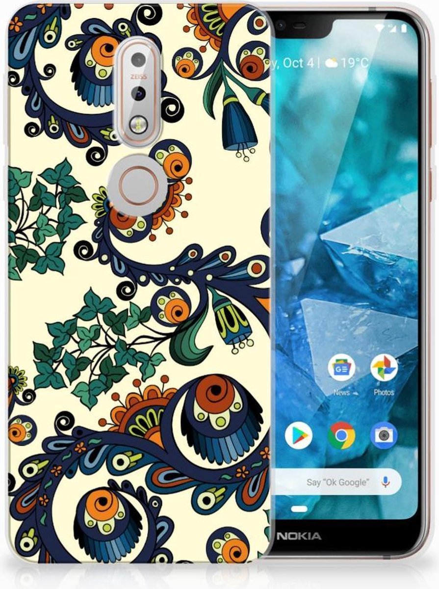 Siliconen Hoesje Nokia 7.1 Barok Flower