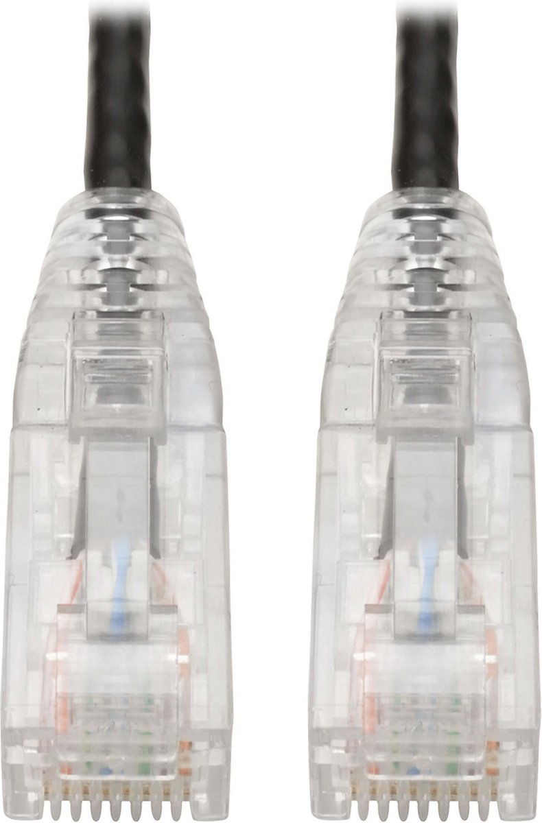 Tripp-Lite N201-S8N-BK Cat6 UTP Patch Cable (RJ45) - M/M, Gigabit, Snagless, Molded, Slim, Black, 8 in. TrippLite