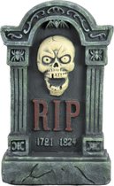 Europalms - Halloween - Decoratie - Versiering - Accesoires - grafsteen met schedel 56cm