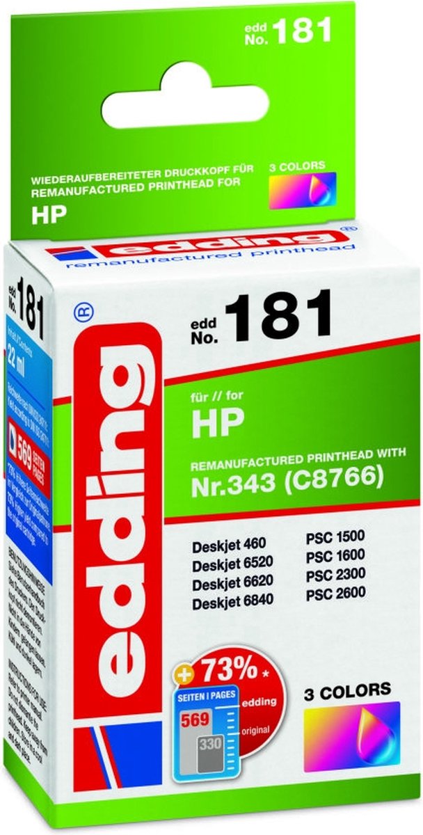 Edding EDD-181 inktcartridge 1 stuk(s) Compatibel Cyaan, Magenta, Geel