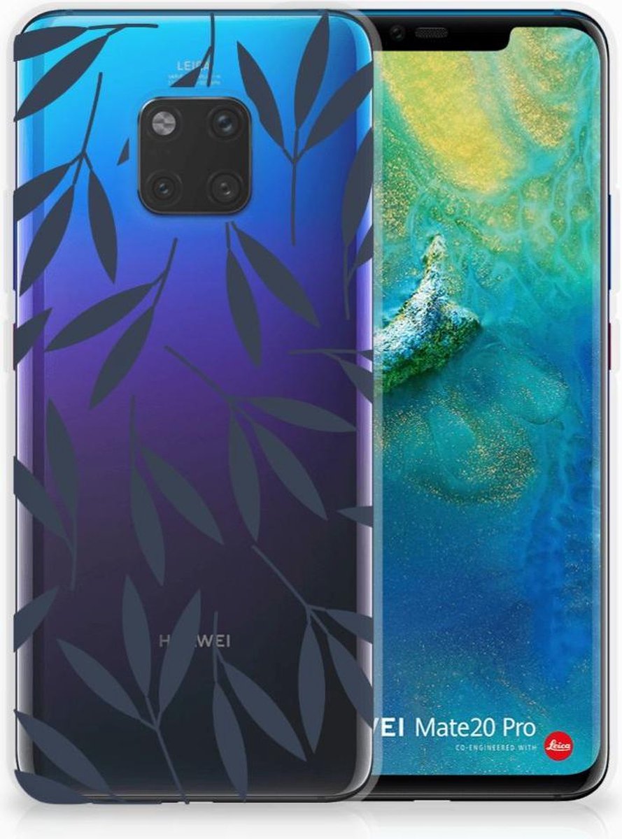 Back Cover voor Huawei Mate 20 Pro TPU Case Leaves Blue