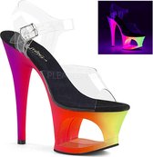 Pleaser Sandaal met enkelband, Paaldans schoenen -37 Shoes- MOON-708UV Paaldans schoenen Multicolours/Transparant