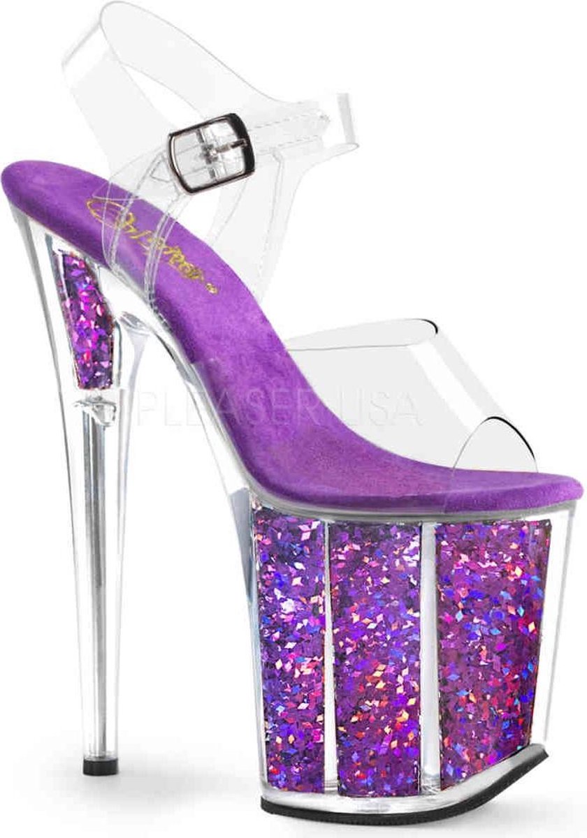 Pleaser - FLAMINGO-800-24 Plateau Laarzen, Paaldans schoenen - Paaldans schoenen - 38 Shoes - Zwart
