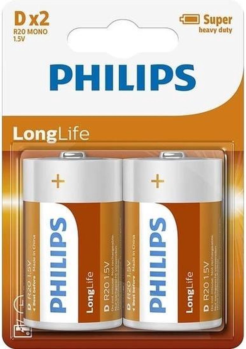 Phillips LL batterijen R20 1,5 volt 2 stuks | bol.com