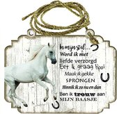 Spreukenbordje Paarden: Wit Paard