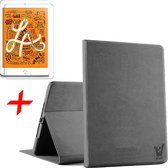 Apple iPad Mini 5 (2019) Hoes + Screenprotector - Canvas Eco Leer Smart Book Case Hoesje - iCall - Grijs