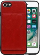 Rood Staand Back Cover 1 Pasjes voor iPhone 7 / 8